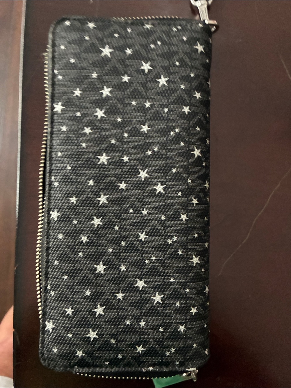 Michael Kors Black Star-Print Zip Wristlet Wallet - Picture 3 of 7